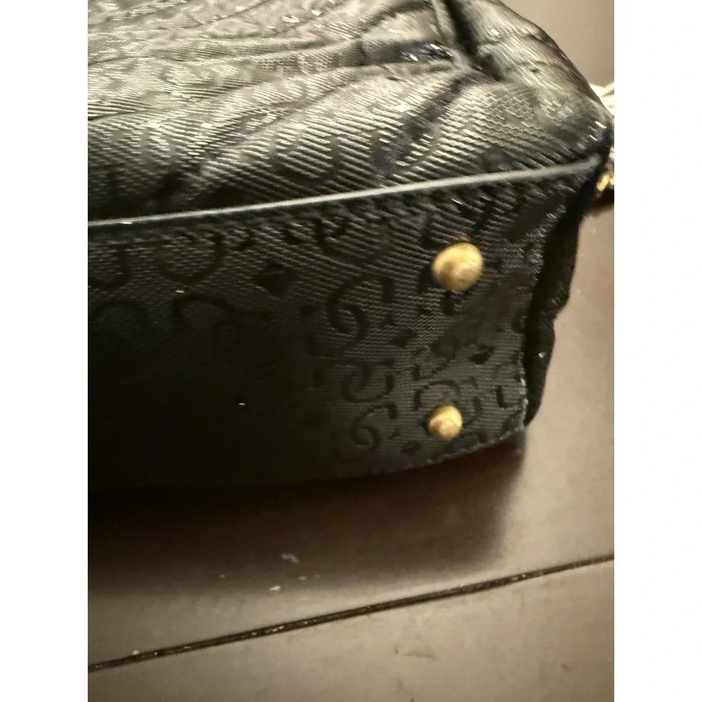Guess Jania Society Quilted‎ Medium Satchel Crossbody Black Logo Embossed NEW